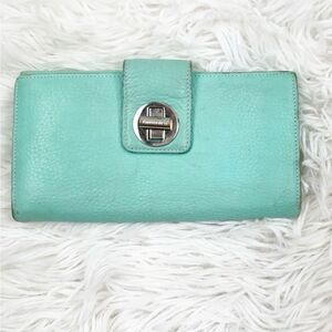 Tiffany & Co Continental Turnlock Tiffany Blue Leather Wallet